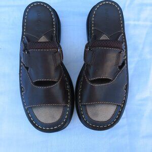 Women's Euro Step Open Toe Leather Slip On Sandal Slides Comfort Shoes
